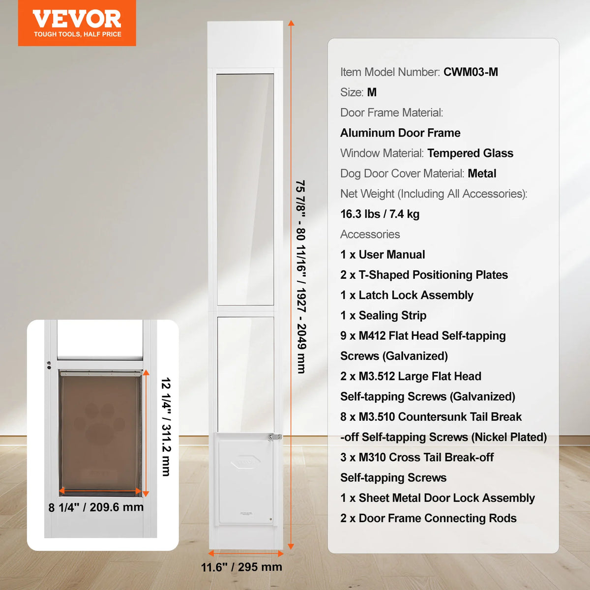 Succebuy Premium Adjustable Dog Door For Sliding Glass