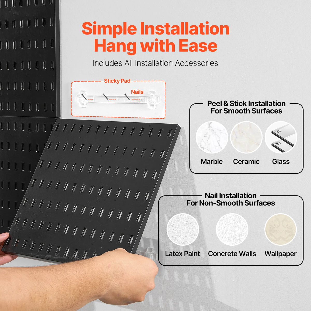 SucceBuy Plastic Pegboard Wall Panels Home Organization Storage Kit