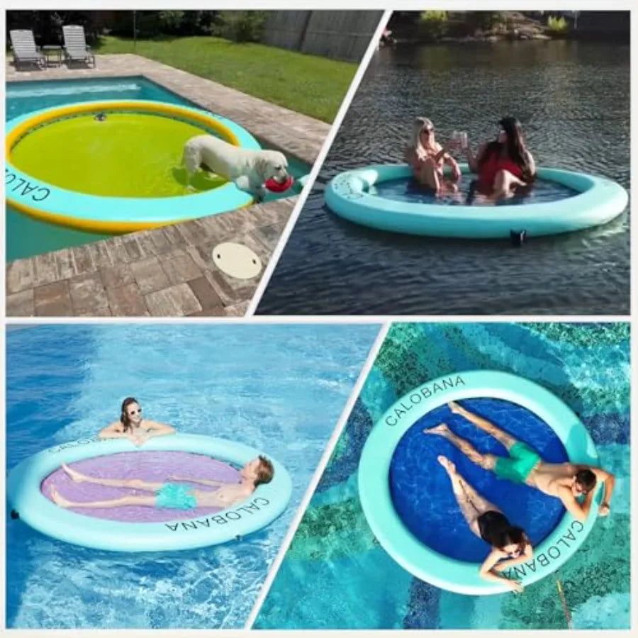 Round Heavy Duty Floating Ring Island Lake Raft Tanning Lounger Pad