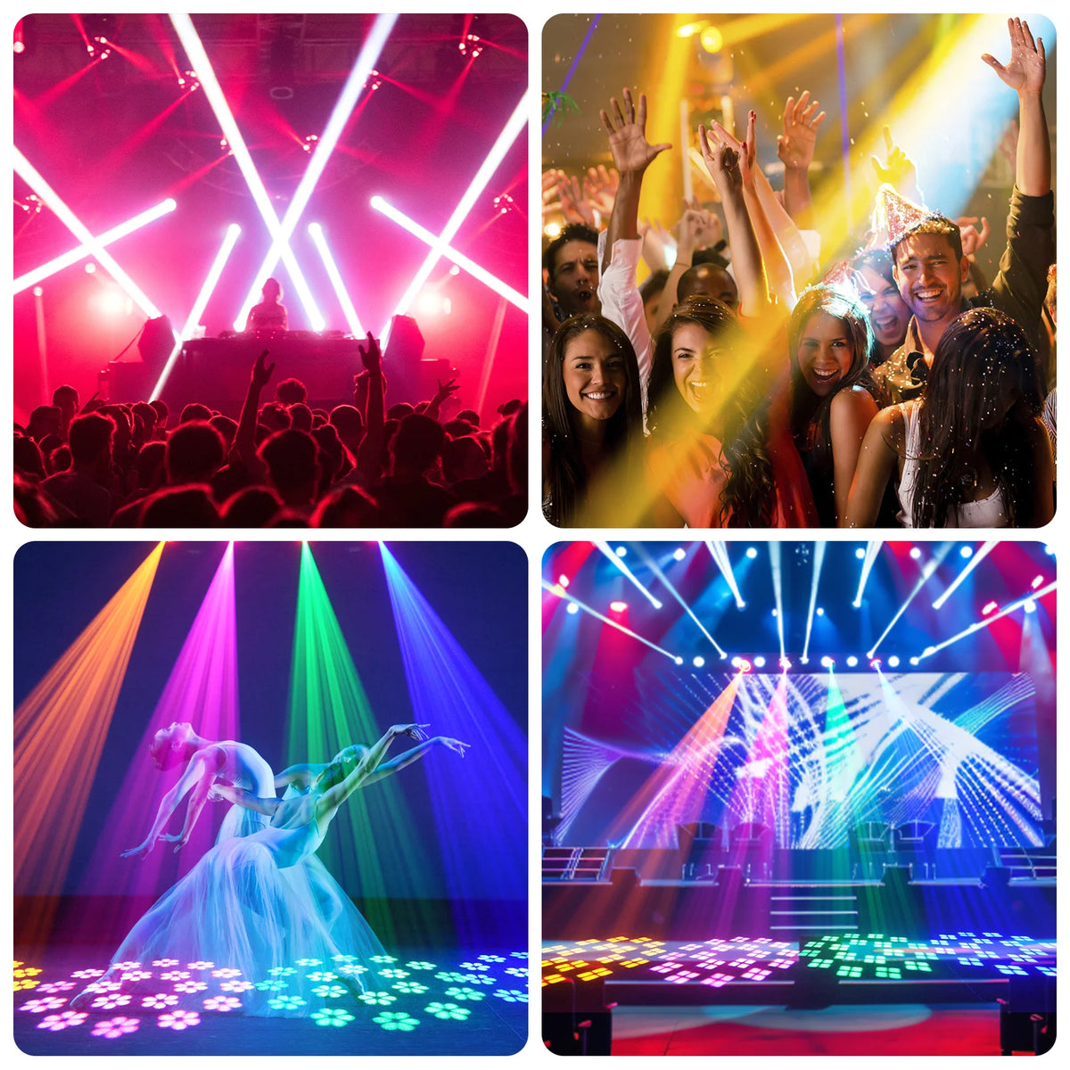 2PCS 150W RGB LED Moving Head Light Beam Effect Lighting DJ Disco Party Lights for Stage Concert Wedding Theater Live Show Club