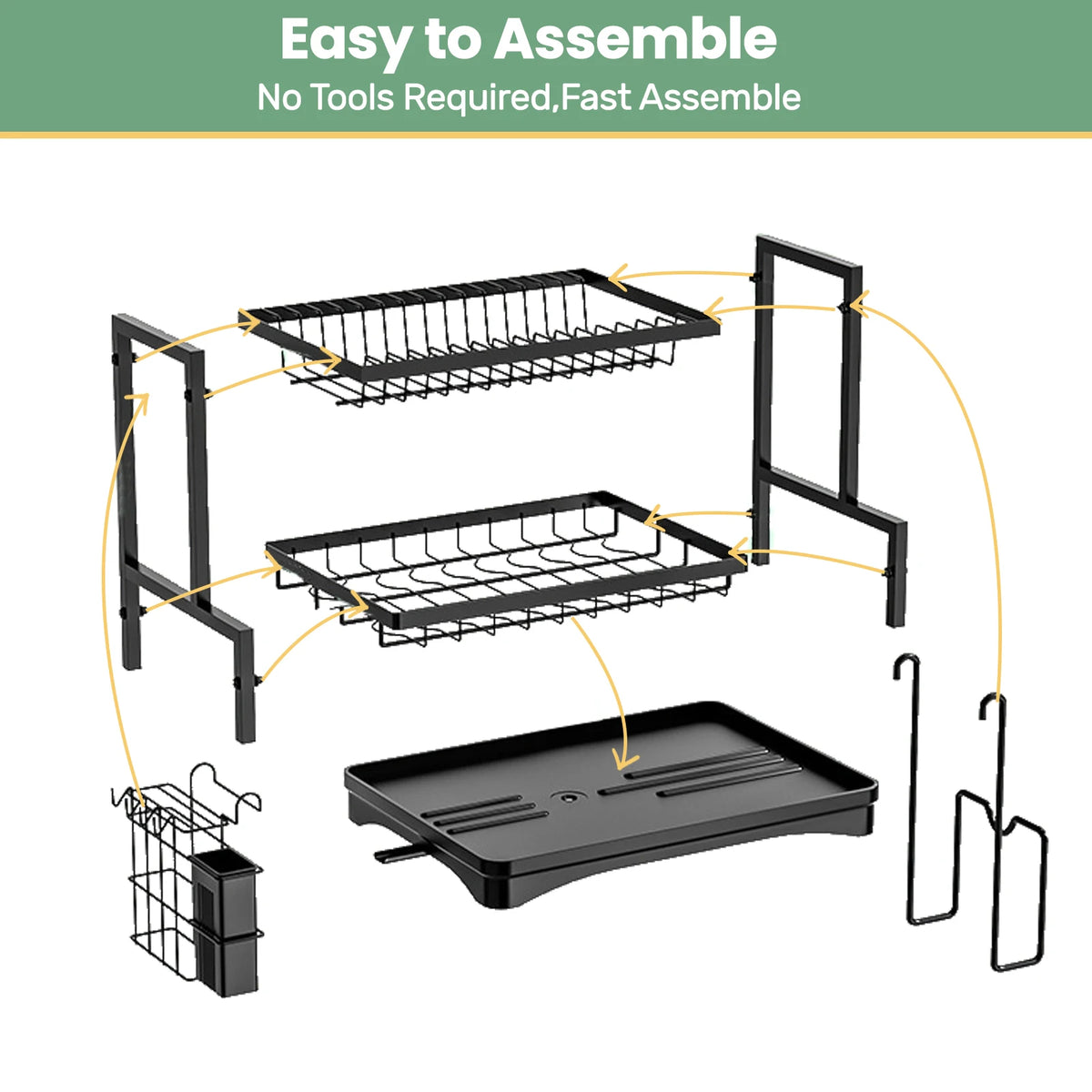 Heavy Duty Home Dish Drainer Rack With Rustproof Drip Tray