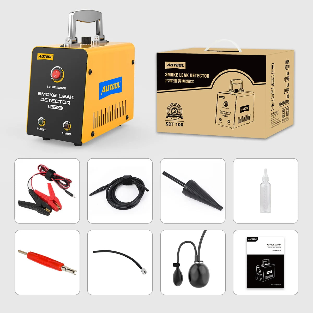 AUTOOL SDT100 Automotive Smoke Machine Leak Detector Leakage Gas Leakage Locator Oil Pipe Generator Diagnostic Tool With Pump *