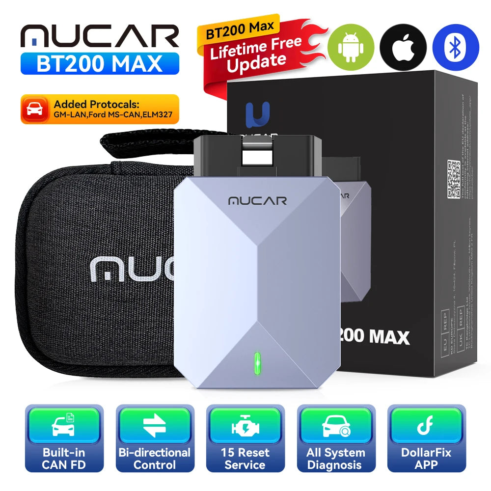 MUCAR BT200 OBD2 Car Diagnostic Scanner For Drivers With Lifetime Updates