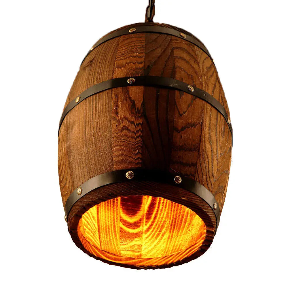Vintage Wooden Barrel Pendant Light For Rustic Cafe