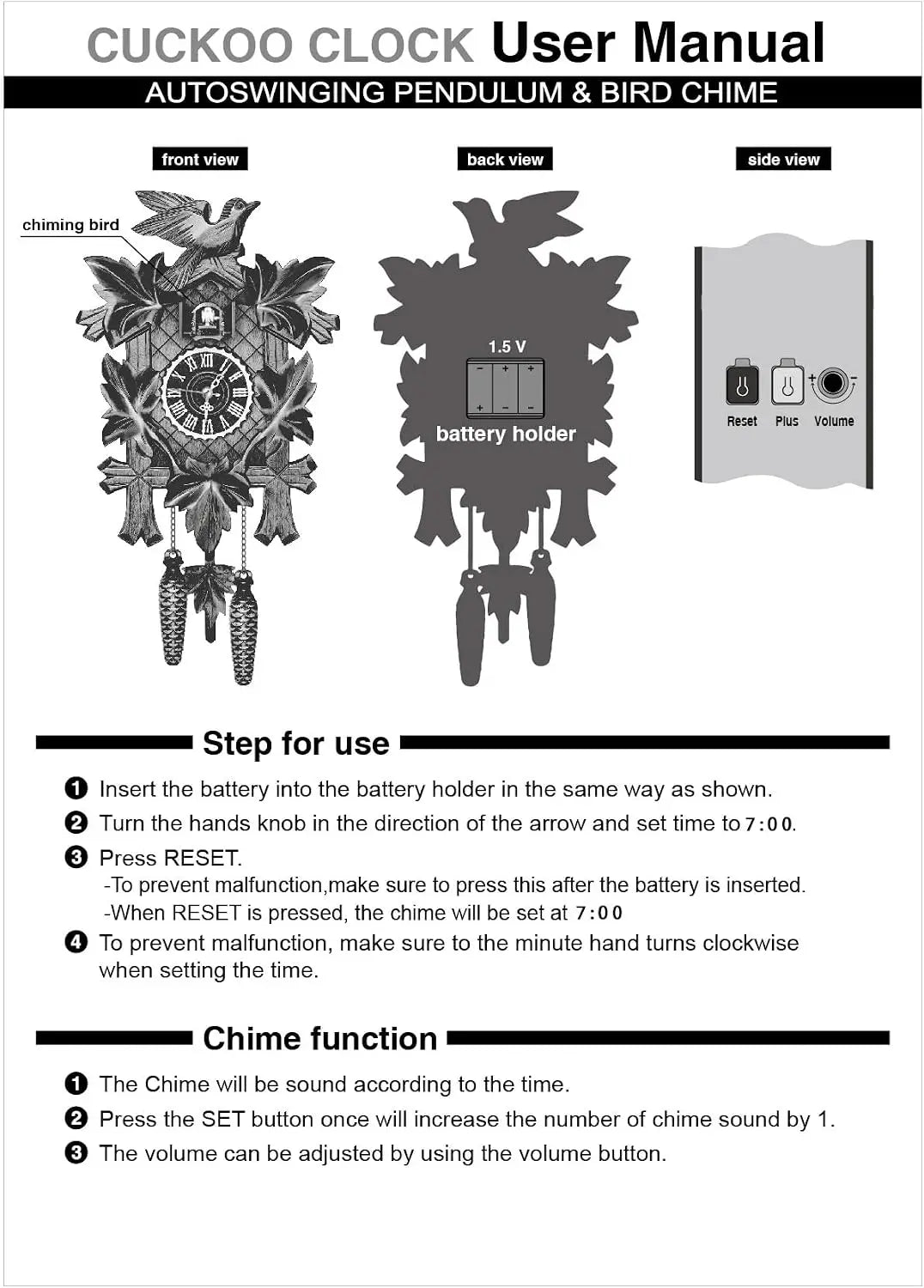Traditional Northern European Cuckoo Wall Clock With Decorative Alarm