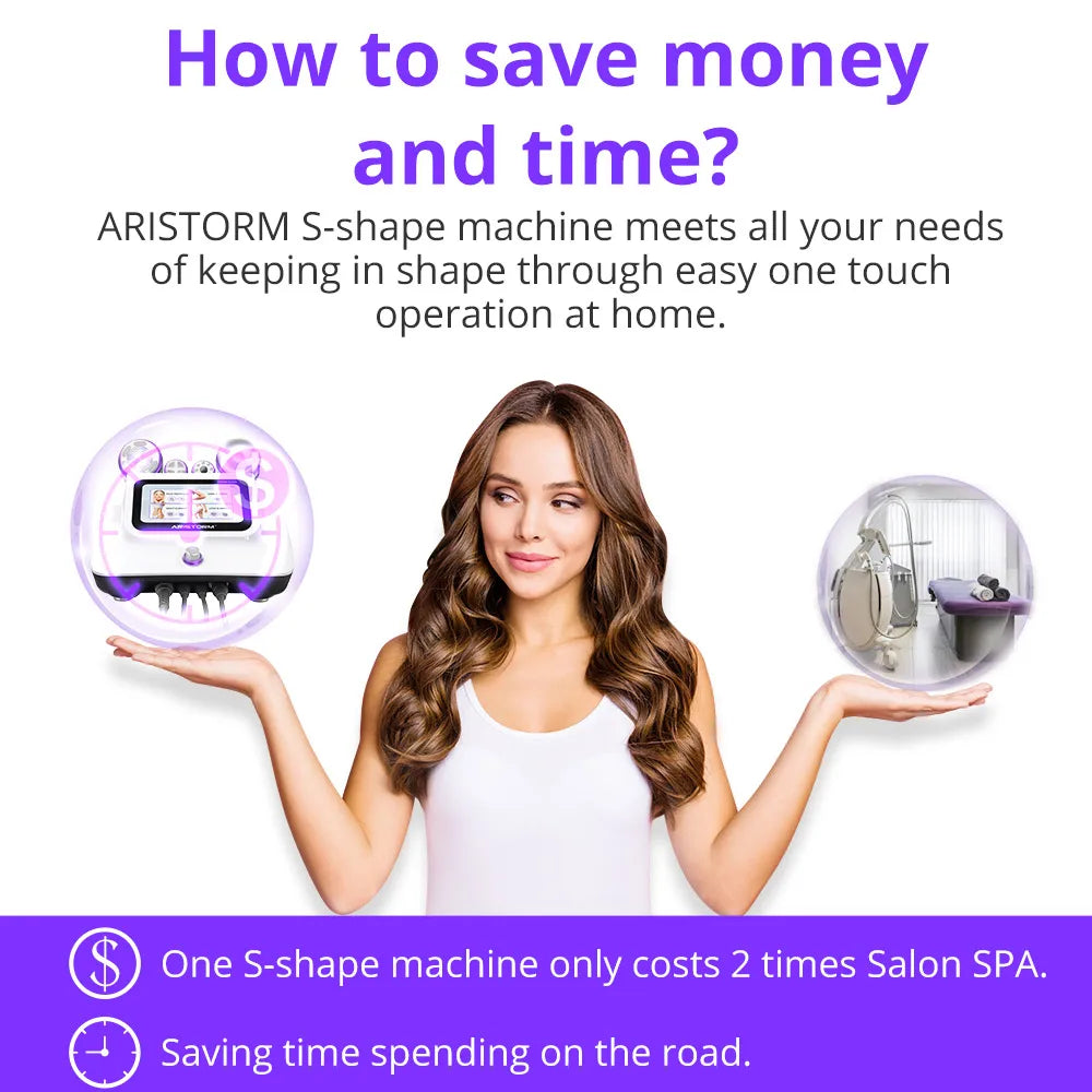 Aristorm S Shape Ultrasonic 30K Cavitation Machine Fat Burning Radio Frequency Skin Tightening Face Lift Body Sculpting Machine