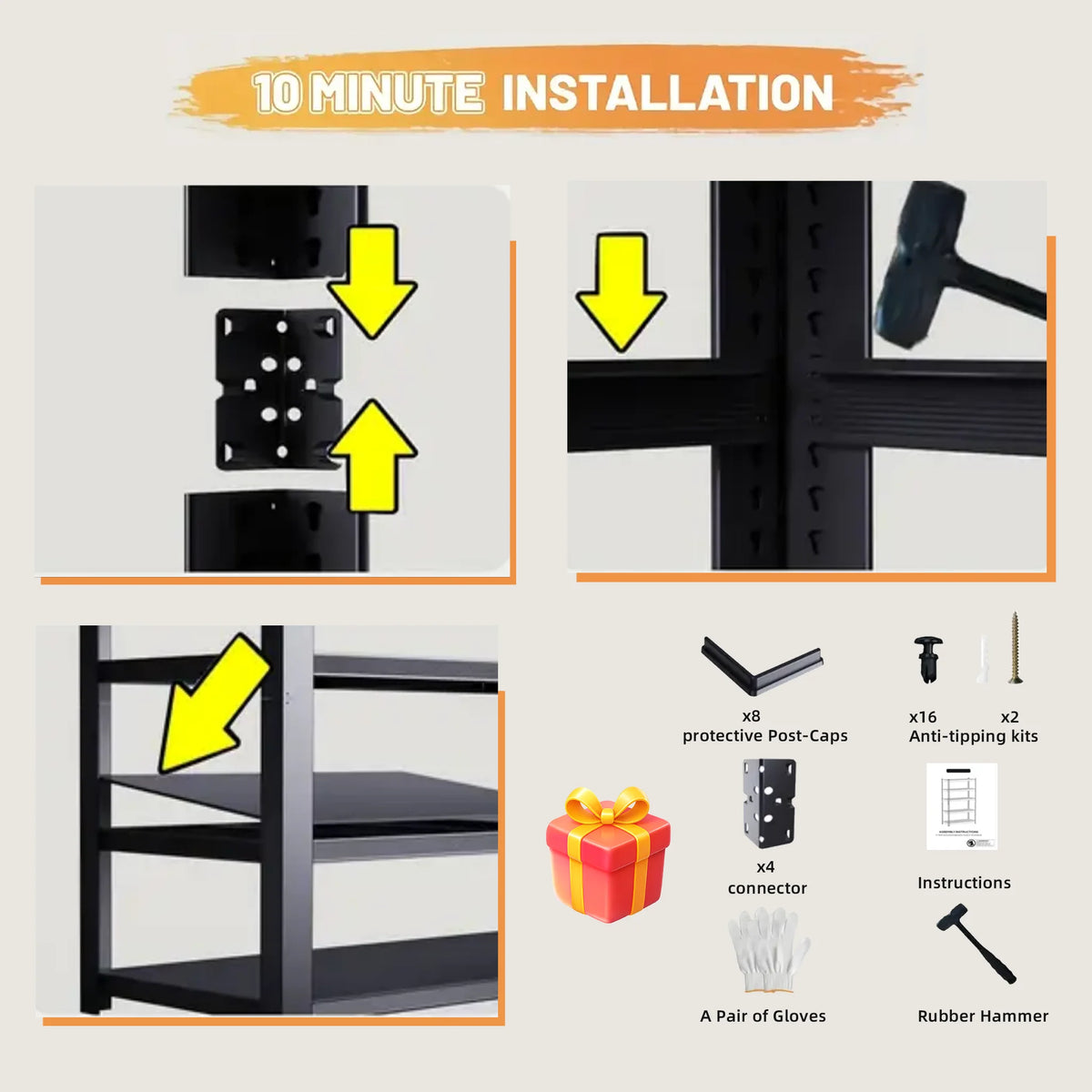 Heavy Duty Metal Storage Rack Adjustable Height Easy DIY Assembly