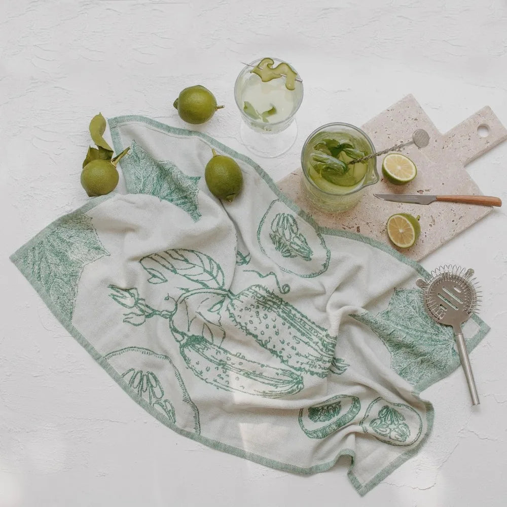 Luxe Jacquard Tea Towel Set of 4, Soft Turkish Cotton Kitchen