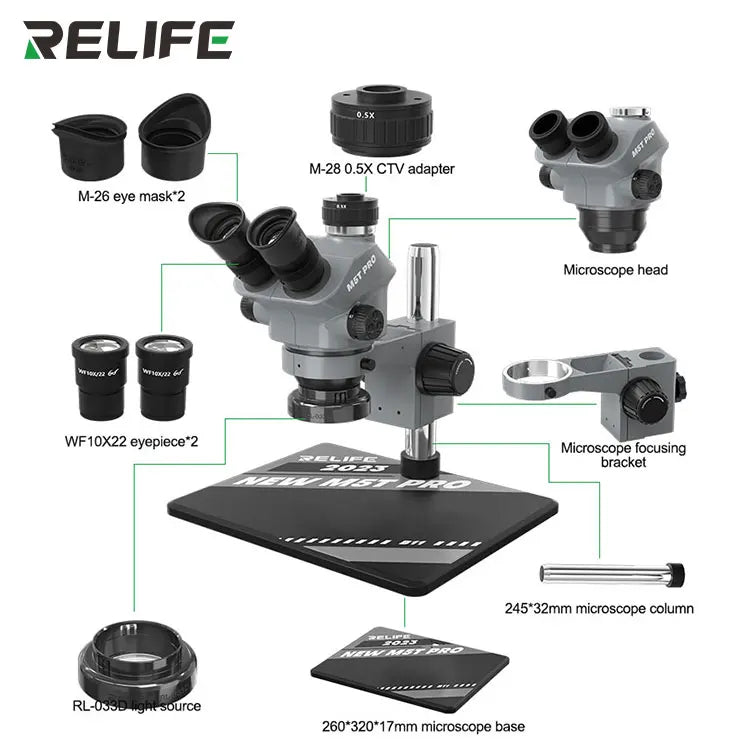 Relife Trinocular Stereo Zoom Microscope 4K Video Camera