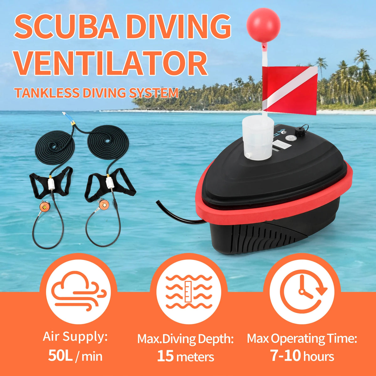 Tudiving Portable Rechargeable Tankless Hookah Scuba Diving System