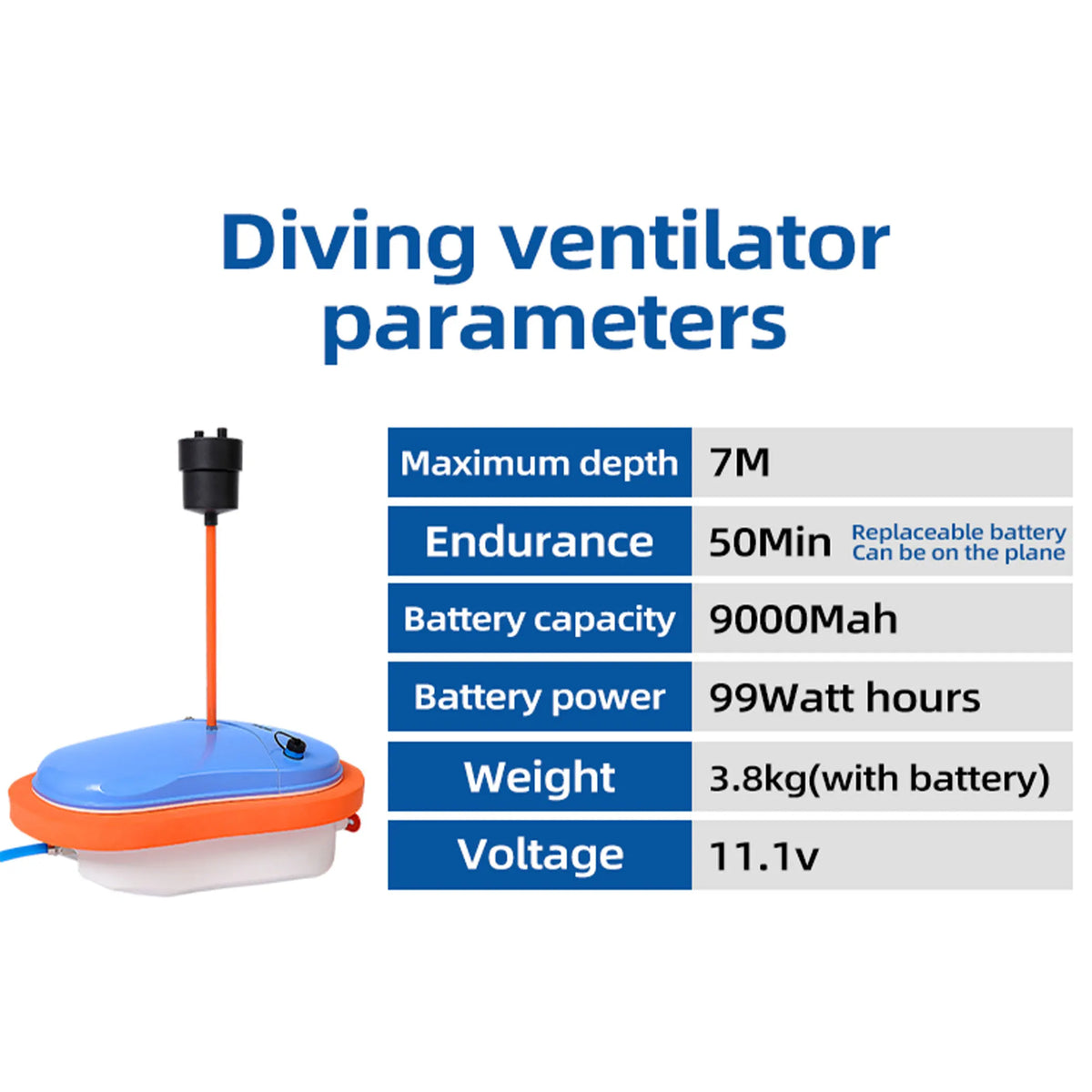 Tudiving Portable Rechargeable Scuba Diving Ventilator With Regulator