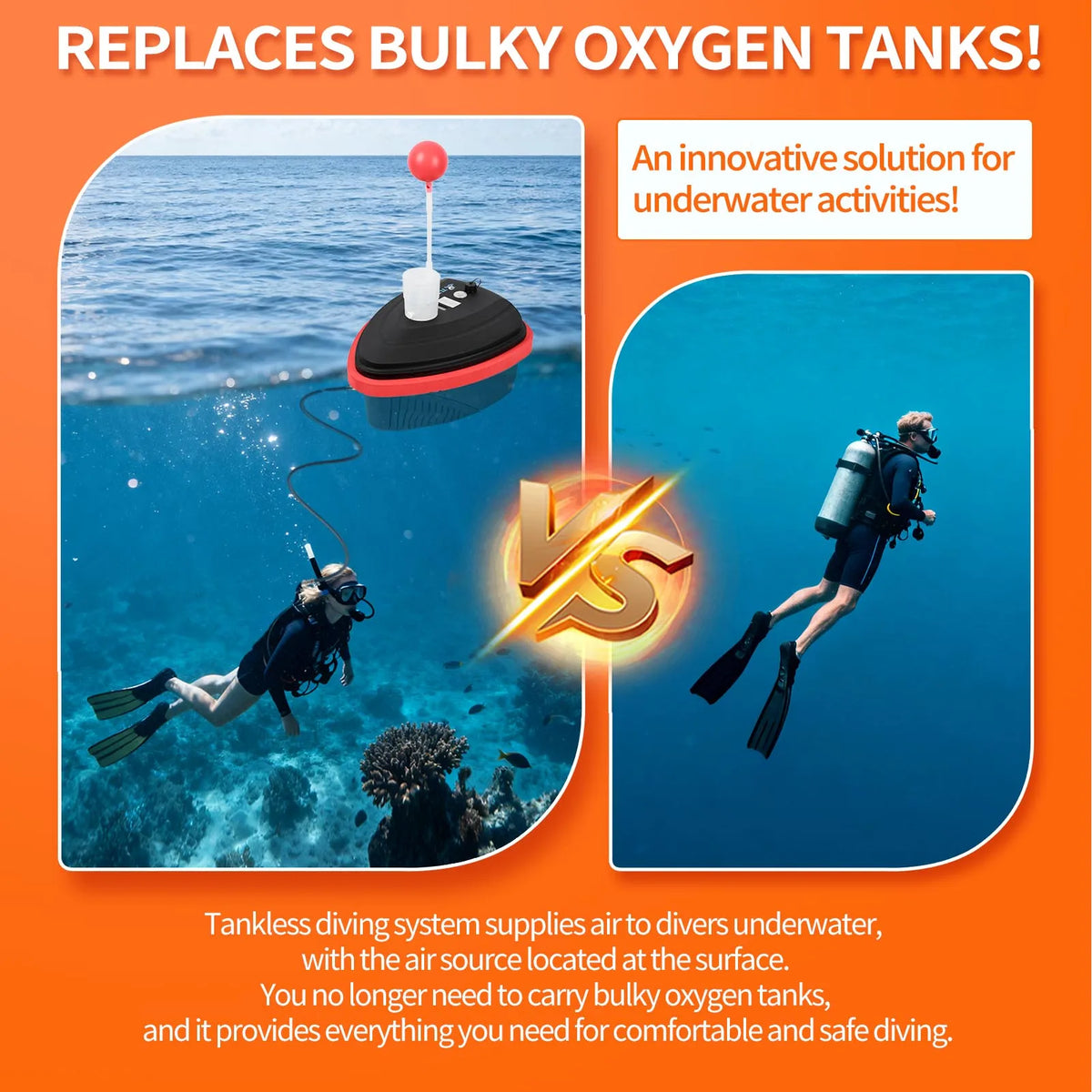 Tudiving Portable Rechargeable Tankless Hookah Scuba Diving System