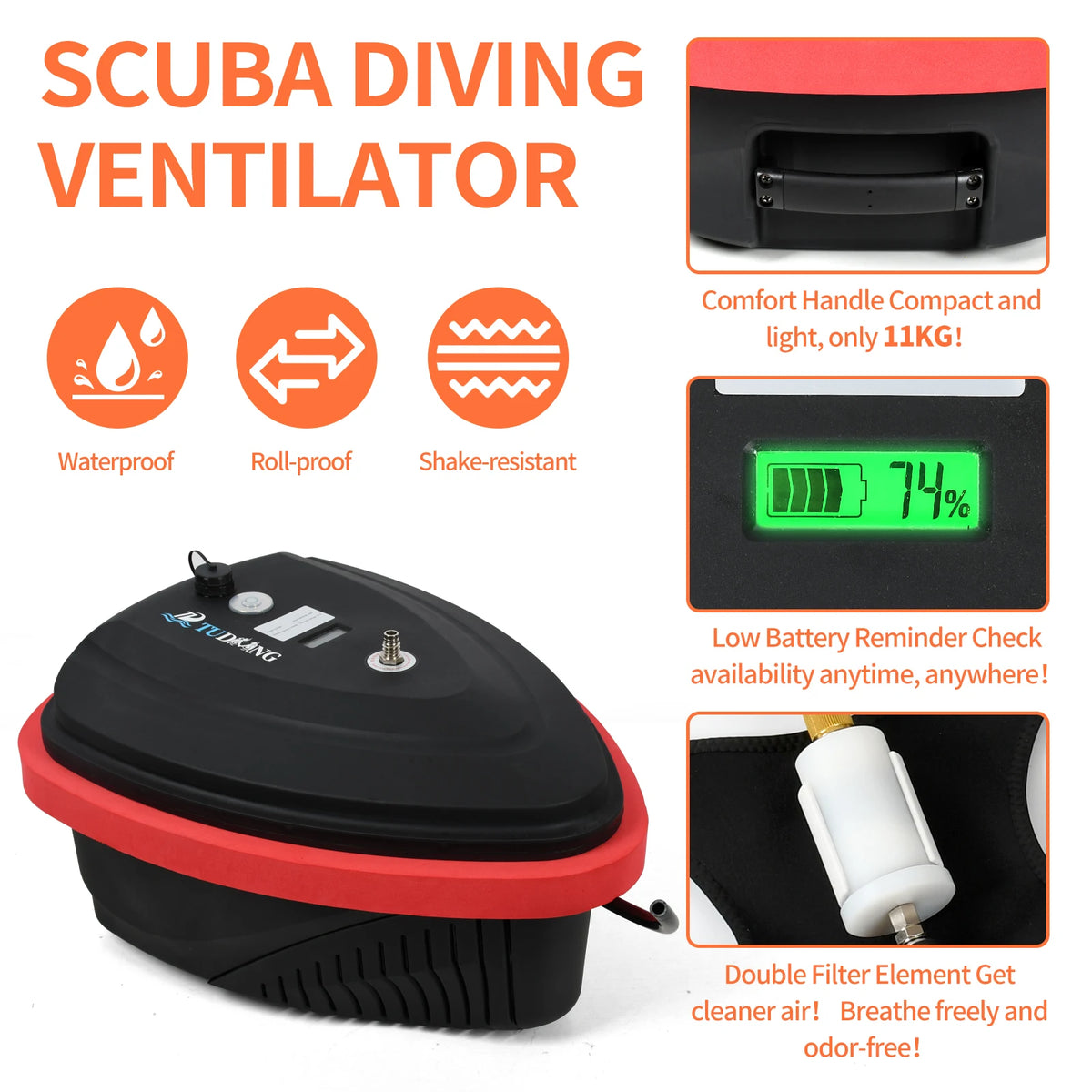 Tudiving Portable Rechargeable Tankless Hookah Scuba Diving System
