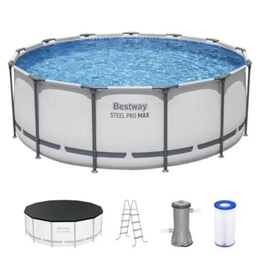 Above Ground Round Pool Featuring Steel Frame With Filter Pump