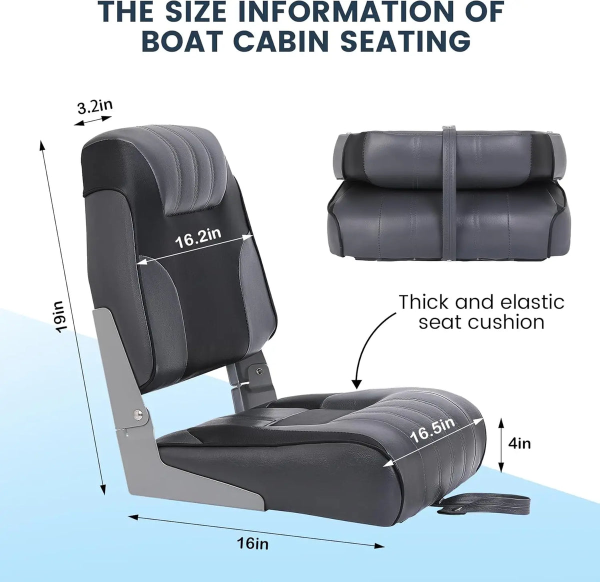 Twister CK High Back Folding Boat Seat With Thick Foam Cushion