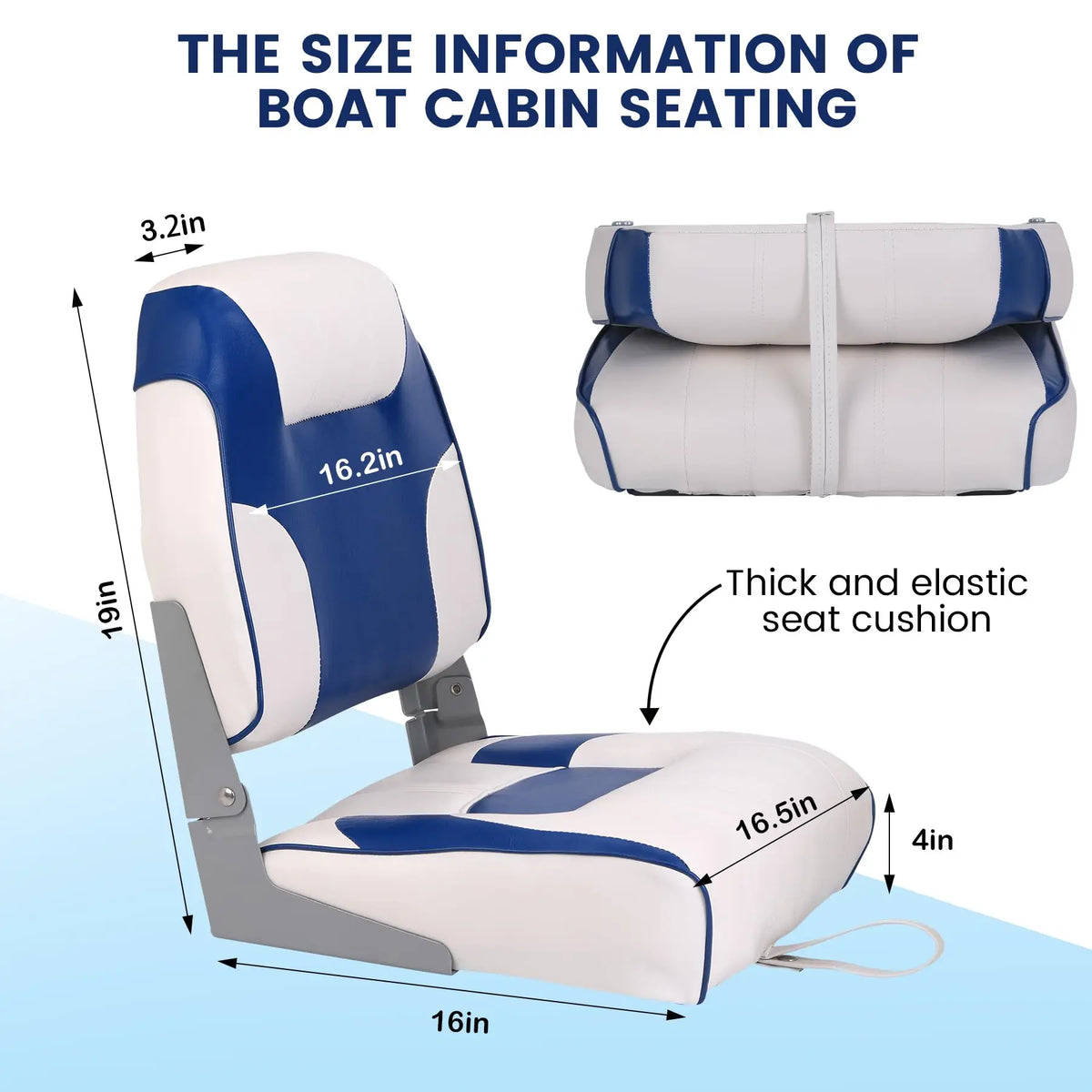 Fold Down Fishing Boat Seat With Thick Padding And Screws