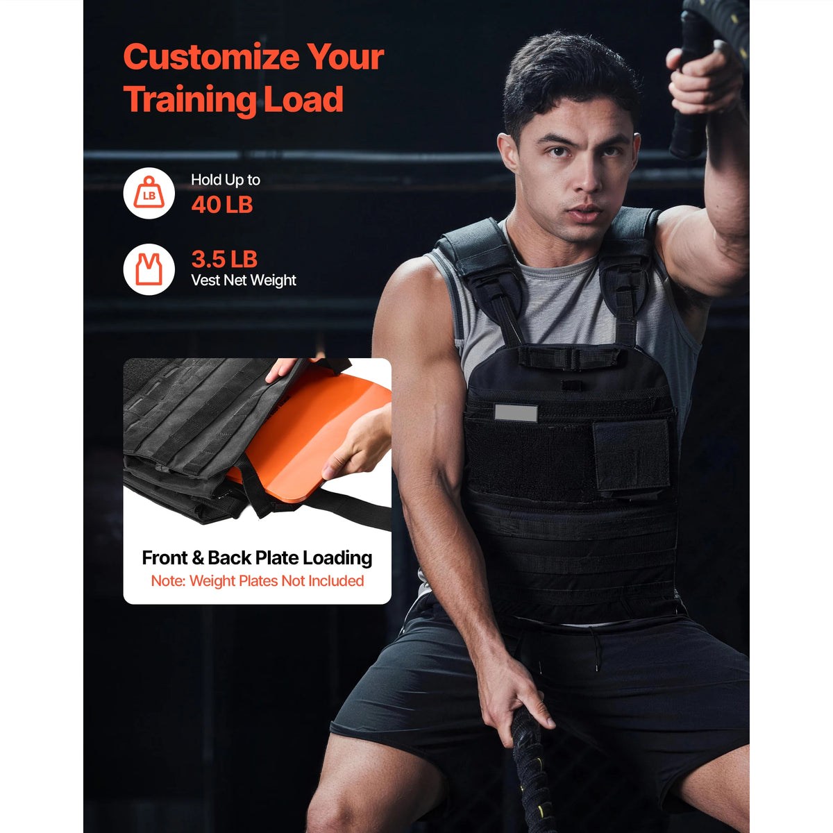SucceBuy Adjustable Weighted Vest With Padded Shoulders For Strength Training