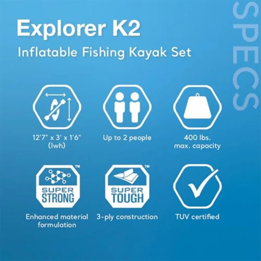 Excursion Pro K2 Inflatable Kayak Set With Paddles And Seats
