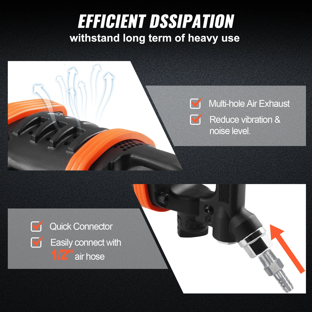 SucceBuy Air Impact Wrench Up to 5175 ft-lbs Beast Reverse Torque Output Pneumatic Impact Gun Anvil for  Repairs and Maintenance