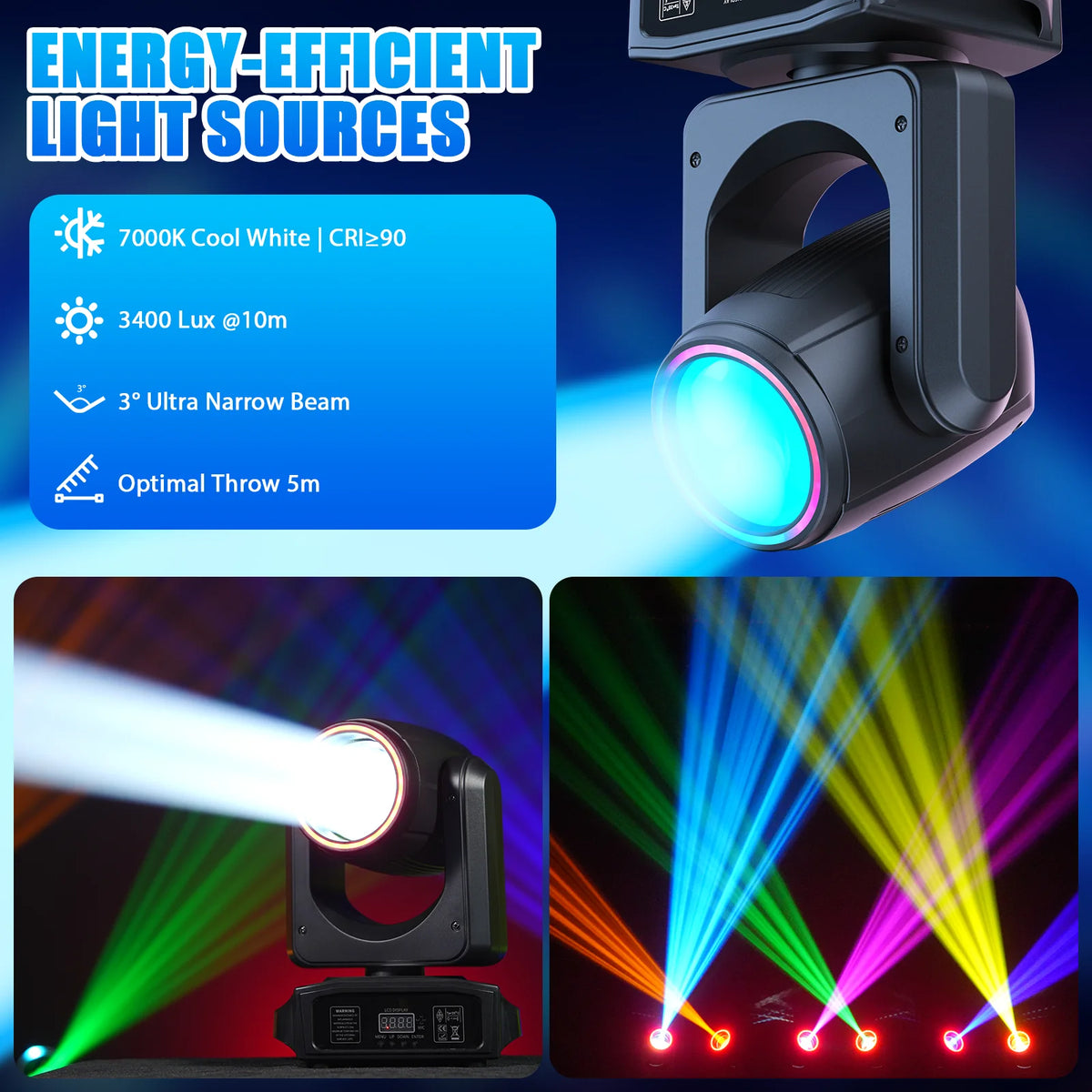 2PCS 150W RGB LED Moving Head Light Beam Effect Lighting DJ Disco Party Lights for Stage Concert Wedding Theater Live Show Club