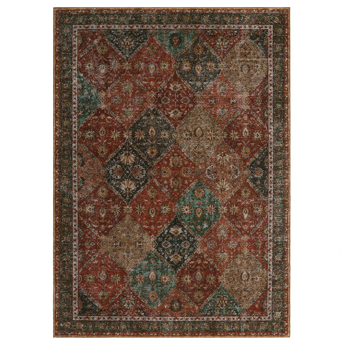 Machine Washable Non Slip Geometric Low Pile Area Rug