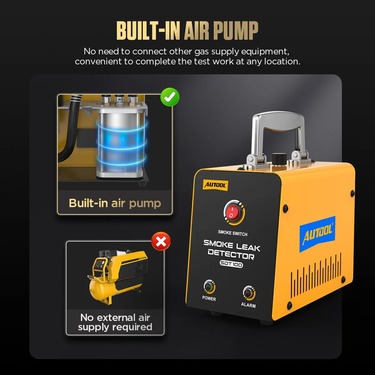 AUTOOL SDT100 Automotive Smoke Machine Leak Detector Leakage Gas Leakage Locator Oil Pipe Generator Diagnostic Tool With Pump *