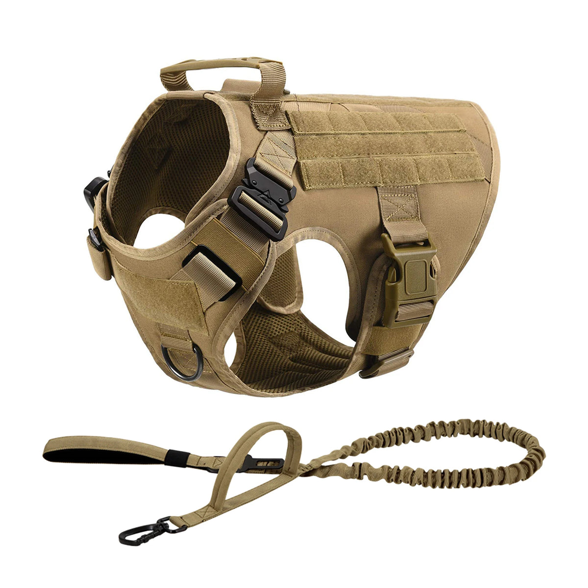 Tactical Dog Harness With Molle Pouches And Padded Nylon Vest