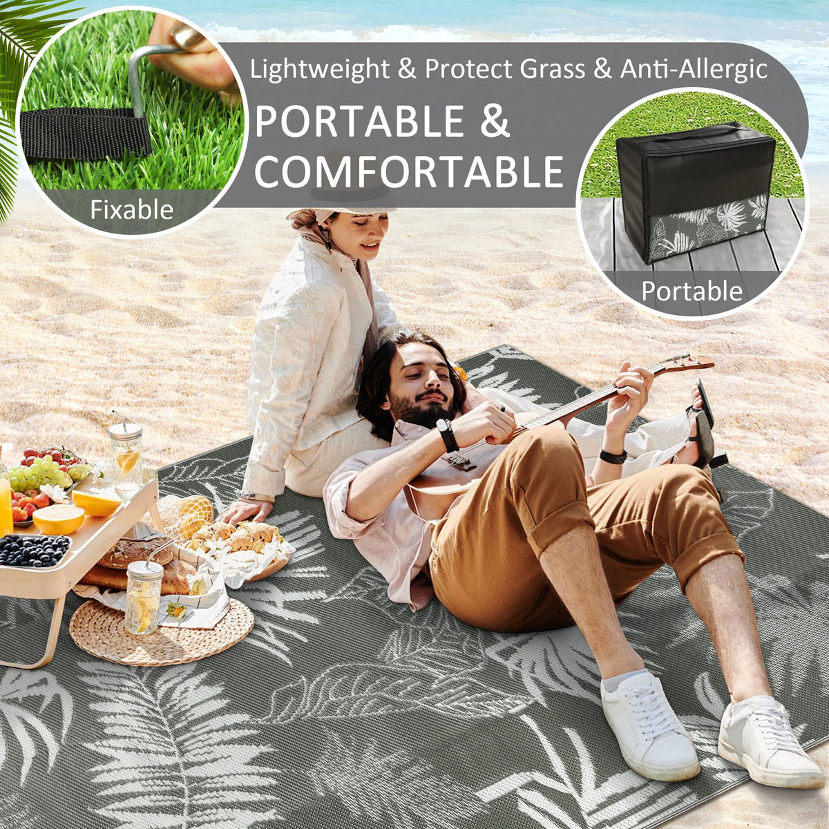 Waterproof Recycled Plastic Straw Outdoor Indoor Area Rug
