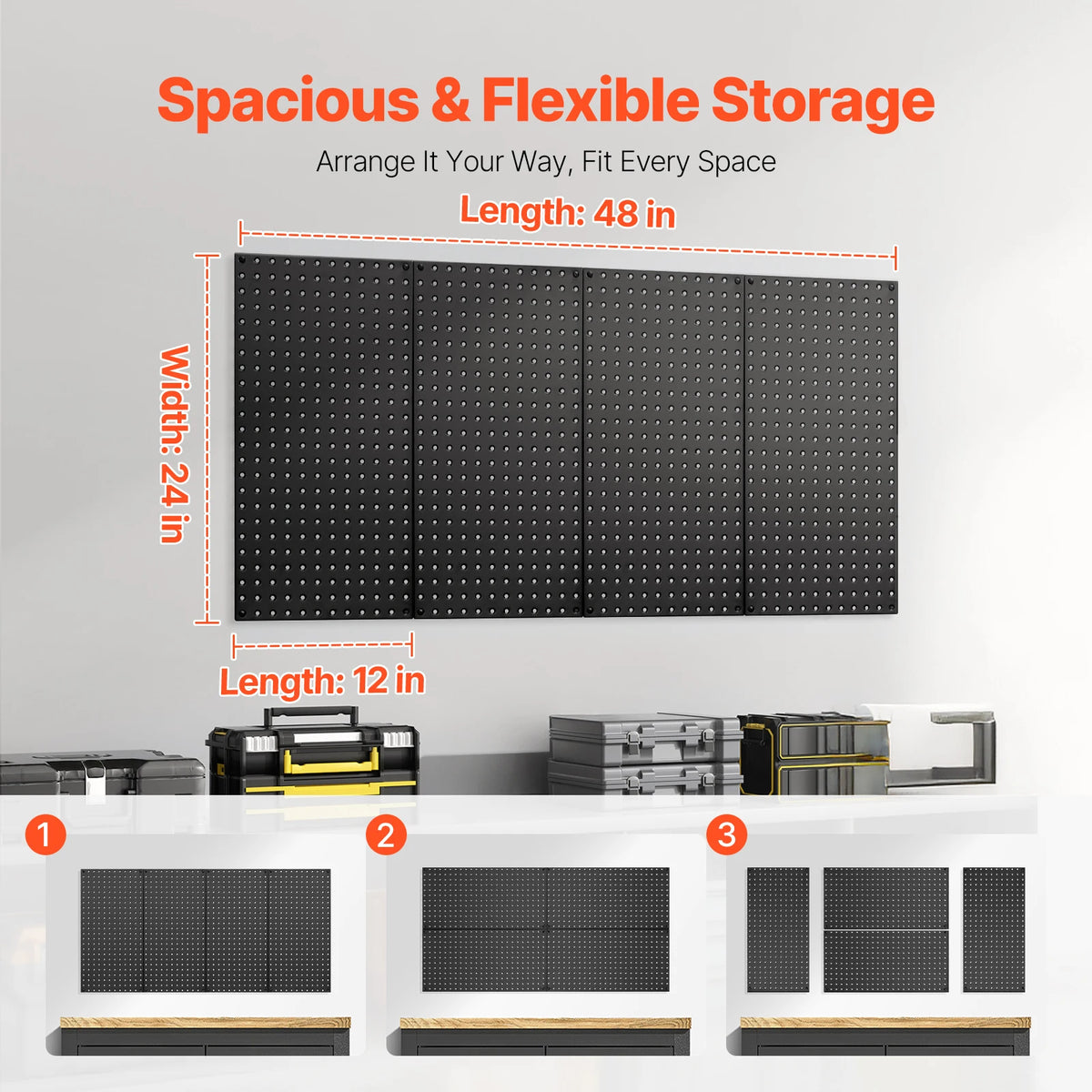 SucceBuy Steel Pegboard Wall Storage Panels For Garage Workshop
