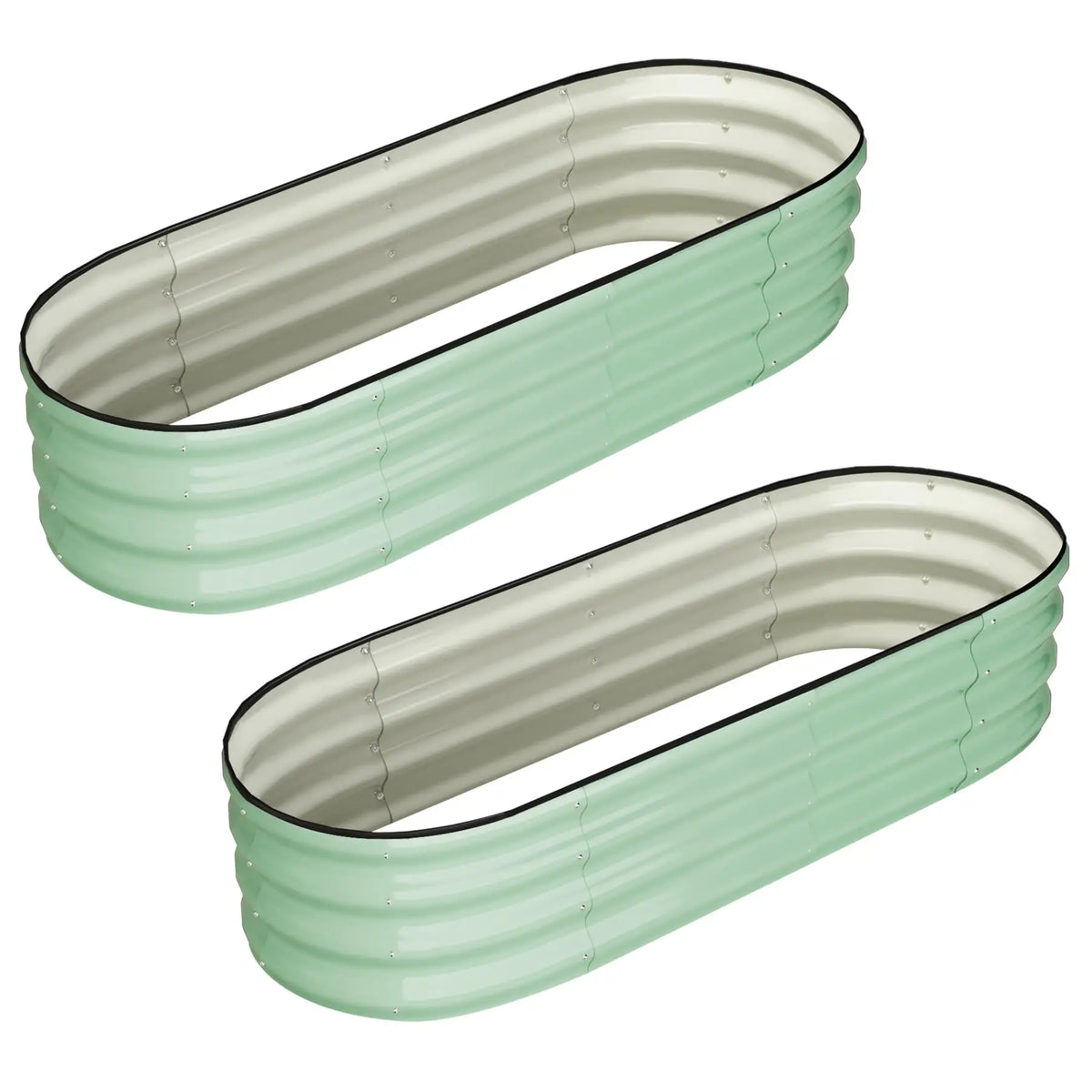 HiMISS Oval Galvanized Metal Raised Garden Bed Planter Box