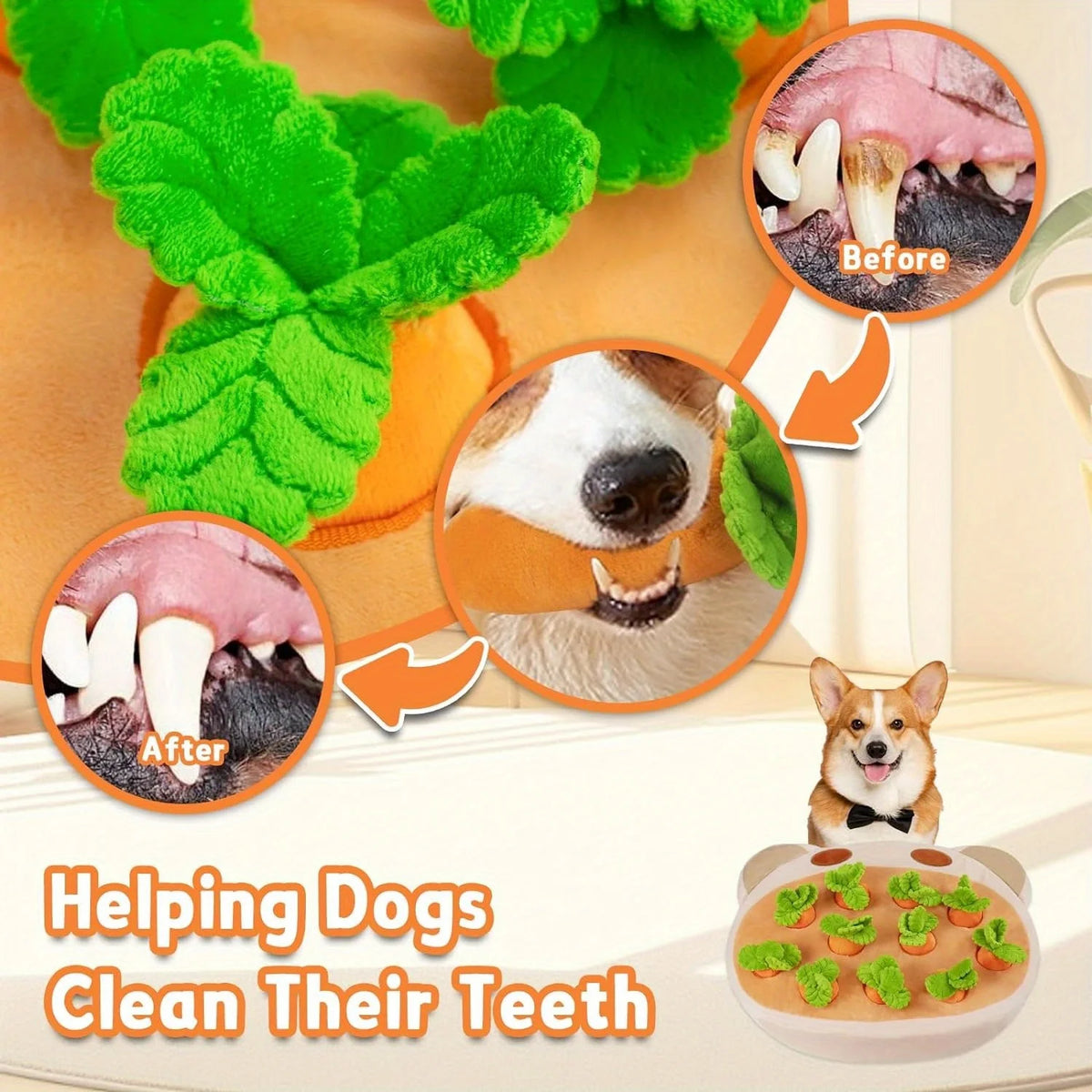 Ultimate Interactive Plush Dog Toy With Squeaky Carrots For Small Dogs