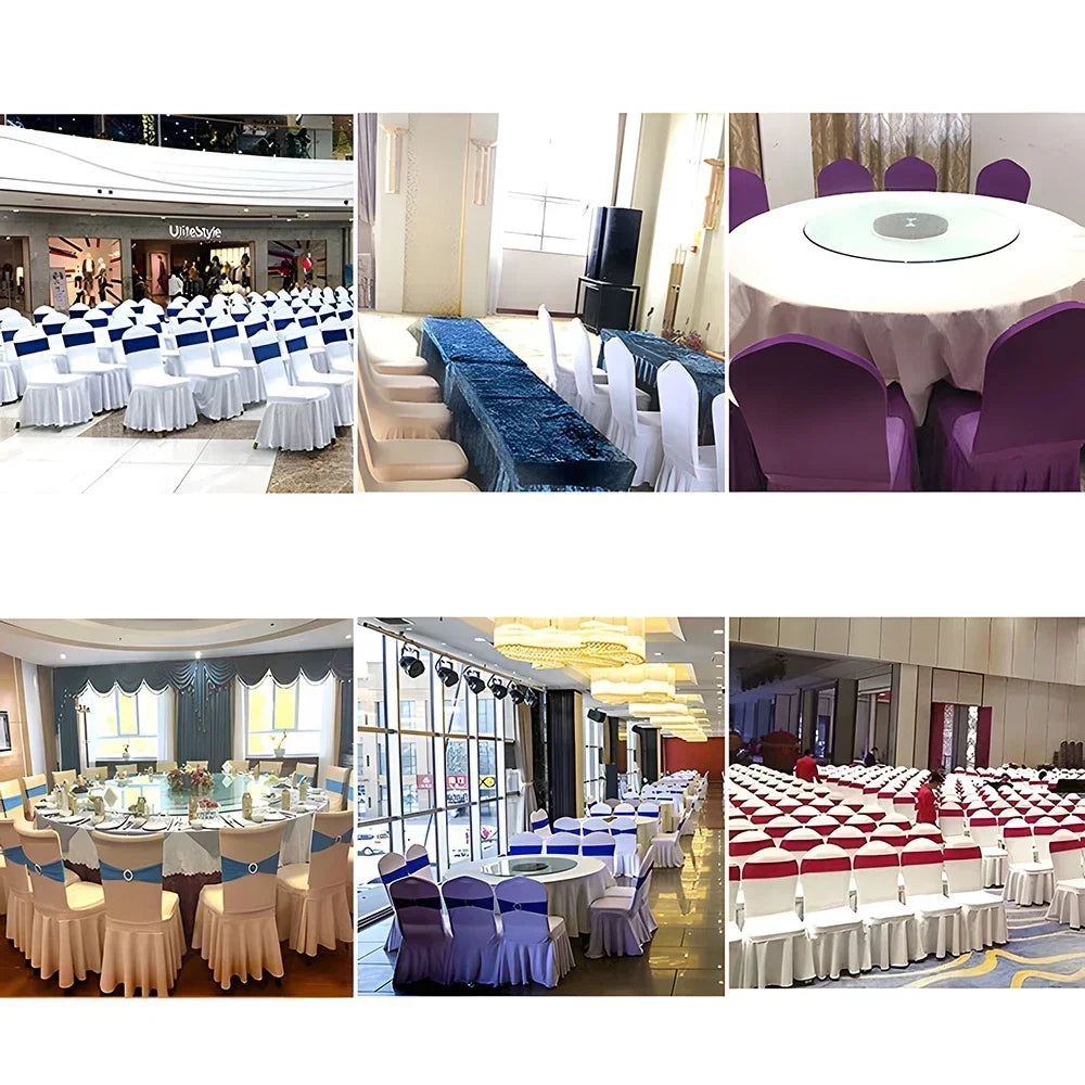 50/100pcs White Chair Cover Pleated skirt Spandex Seat Protector Covers for Hotel Banquet Party Events Wedding Decoration
