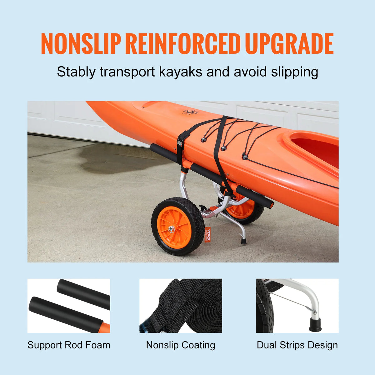 SucceBuy Heavy Duty Aluminum Kayak Cart With Adjustable Frame