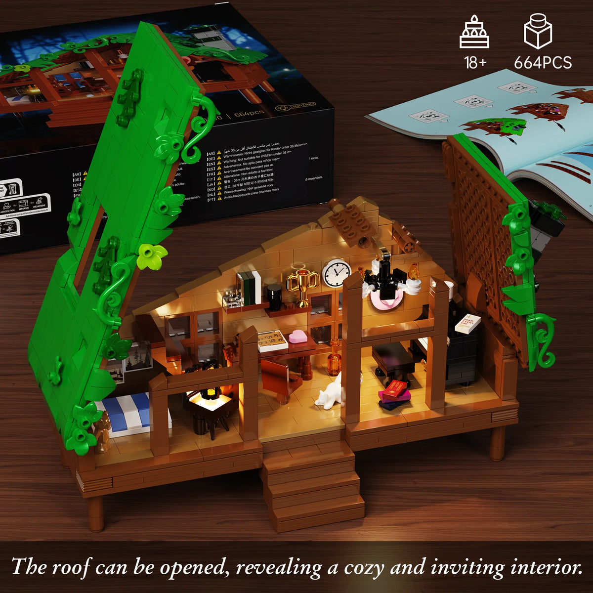 Folk Cabin Forest House Building Blocks Desktop Home Decor Ornament