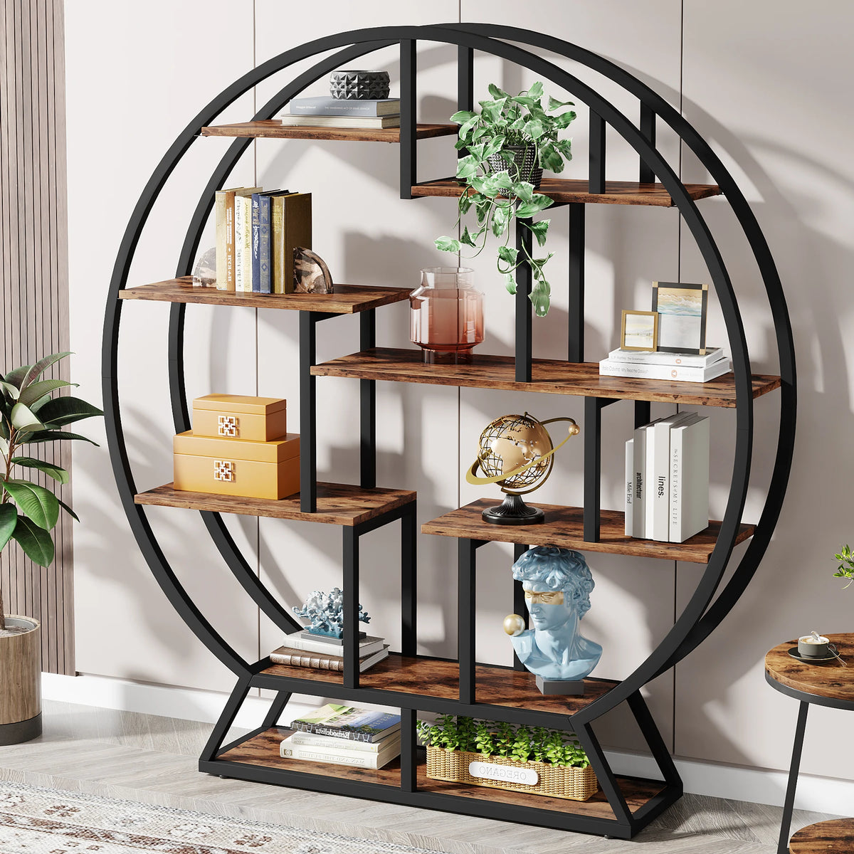 Tribesigns Industrial Bookshelf With Staggered Shelves For Modern Homes