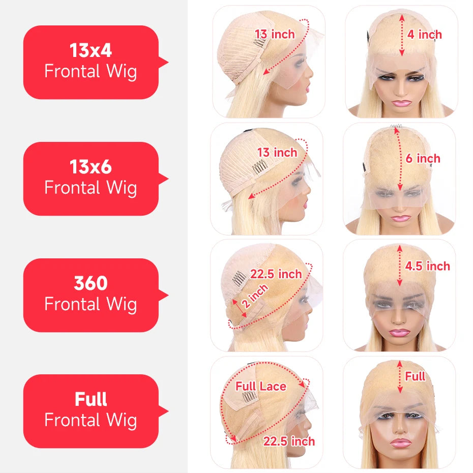 Straight 360 Full Lace Wig Human Hair Pre Plucked 613 Blonde Transparent Lace Frontal Wig Remy Brazilian Hair Wigs For Women