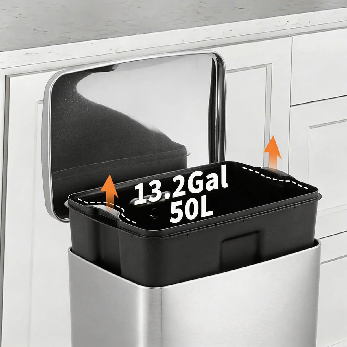 HiMISS Fingerprint Proof Stainless Steel Pedal Trash Bin