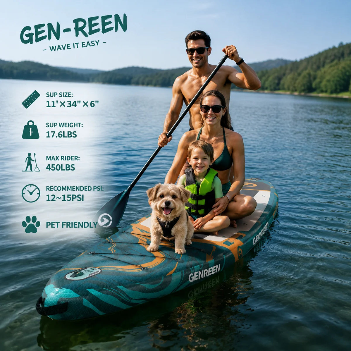 Quashley Inflatable Stand Up Paddleboard Ultra Stable Wide Design