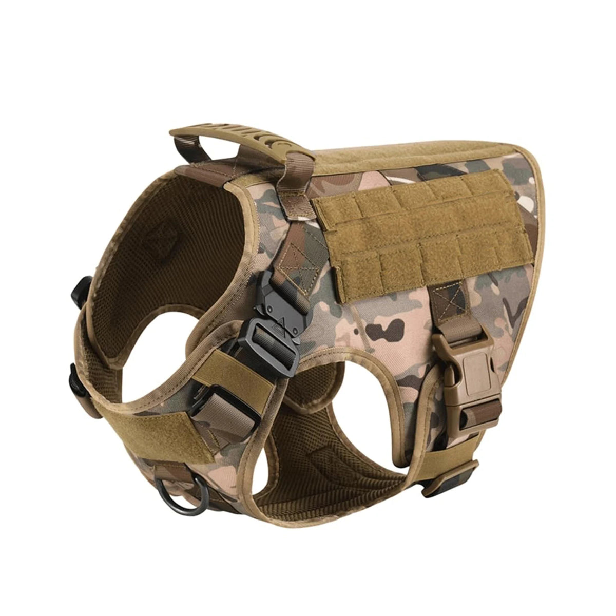 Tactical Dog Harness With Molle Pouches And Padded Nylon Vest