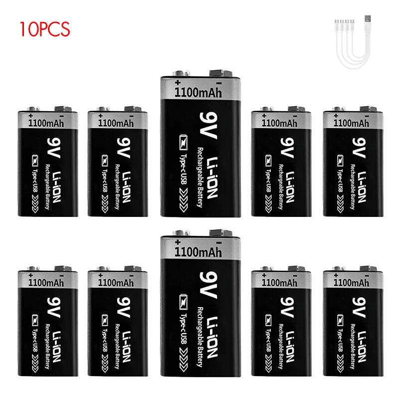 Kuugro 9V Rechargeable Battery 1100mAh Type C For RC Toys