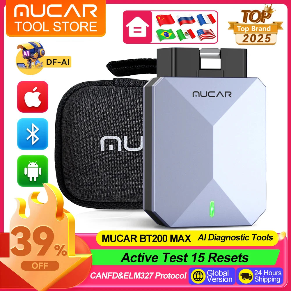 MUCAR BT200 OBD2 Car Diagnostic Scanner For Drivers With Lifetime Updates