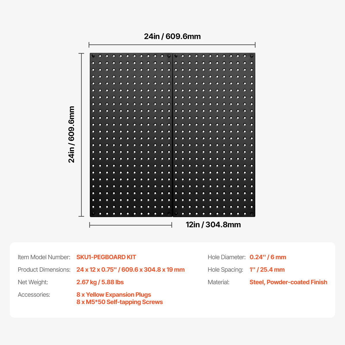 SucceBuy Steel Pegboard Wall Storage Panels For Garage Workshop