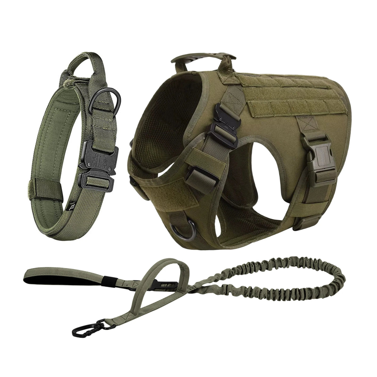 Tactical Dog Harness With Molle Pouches And Padded Nylon Vest