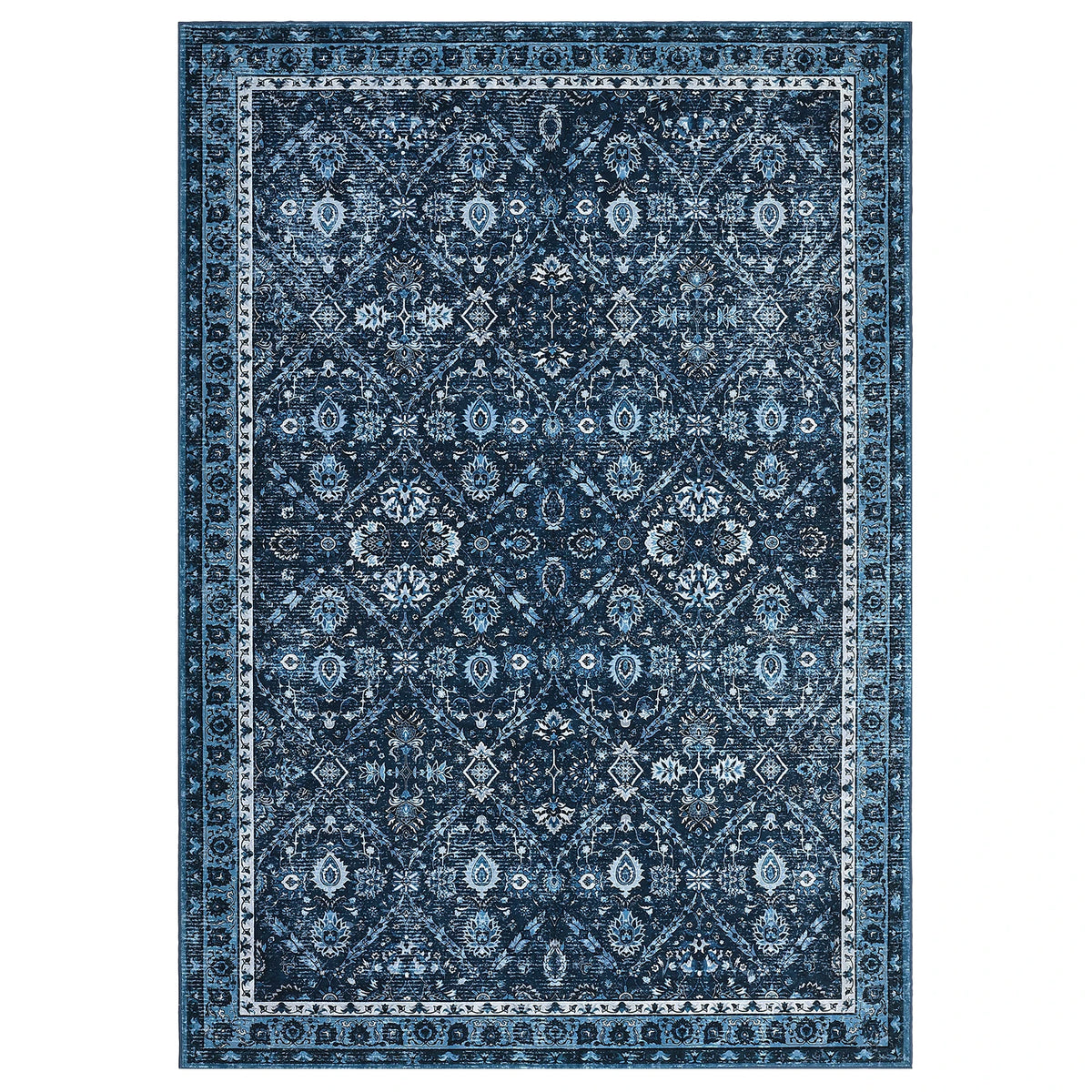 Machine Washable Non Slip Geometric Low Pile Area Rug