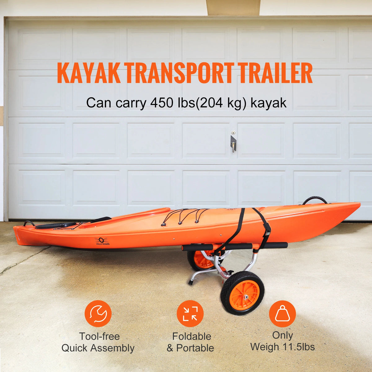 SucceBuy Heavy Duty Aluminum Kayak Cart With Adjustable Frame