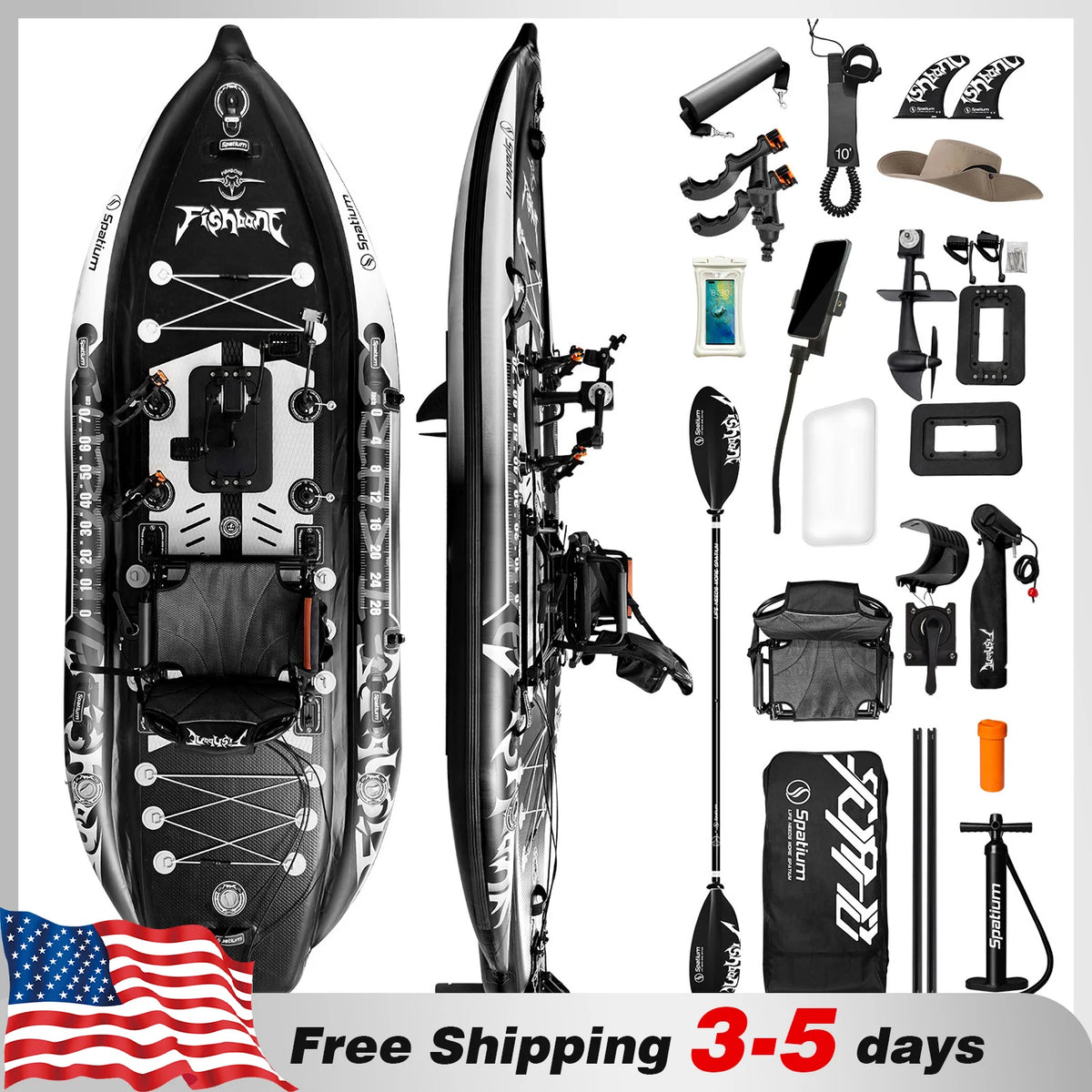 Spatium Pedal Drive Fishing Kayak Sit On Top Durable Craft