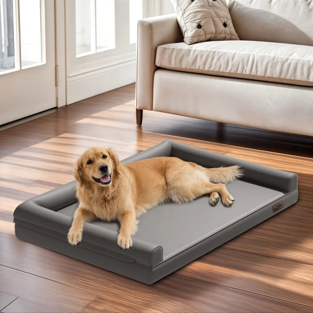 Borwart Orthopedic Dog Bed with Bolster and Removable Cover