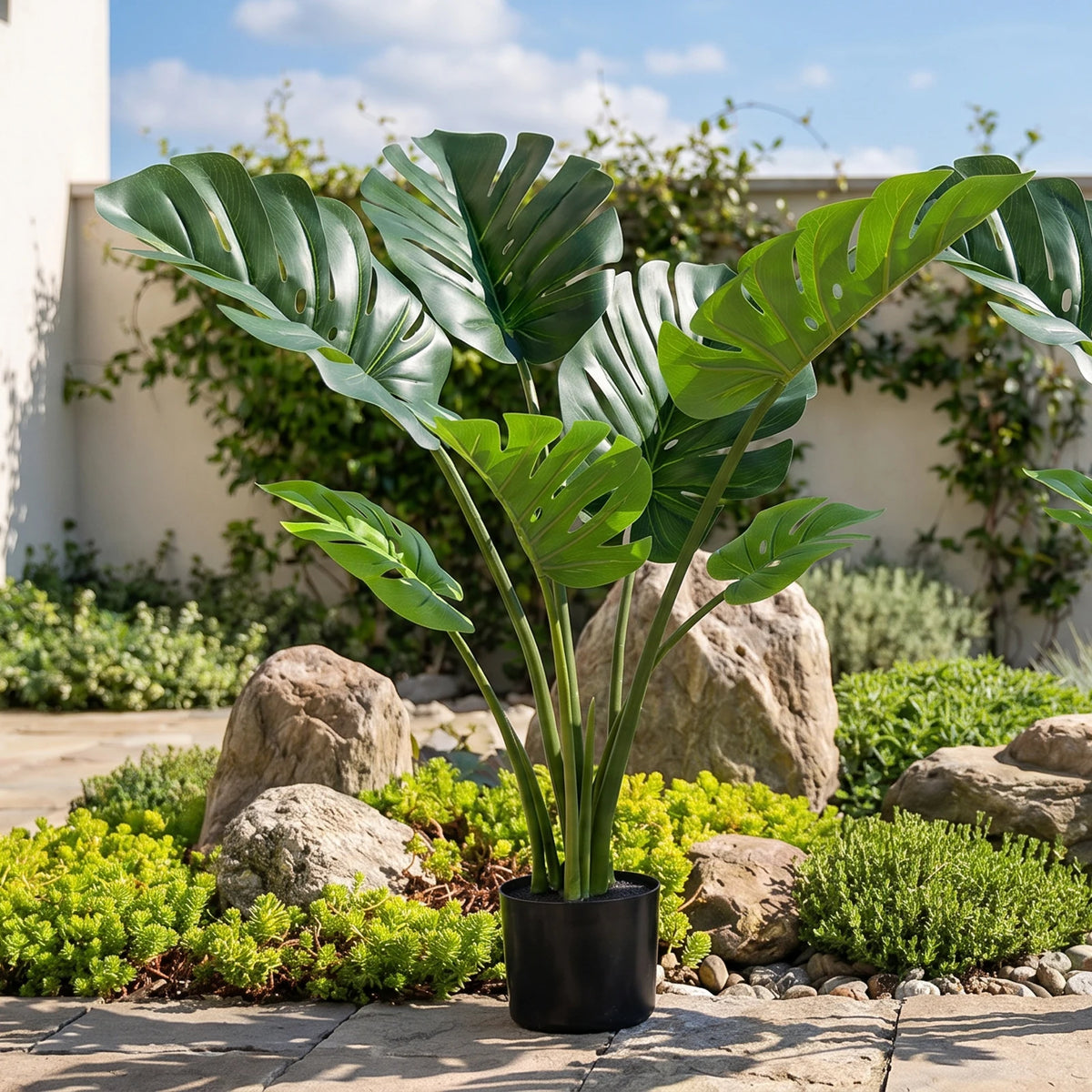 Artificial Monstera Deliciosa Faux Tropical Palm Tree for Home Decor