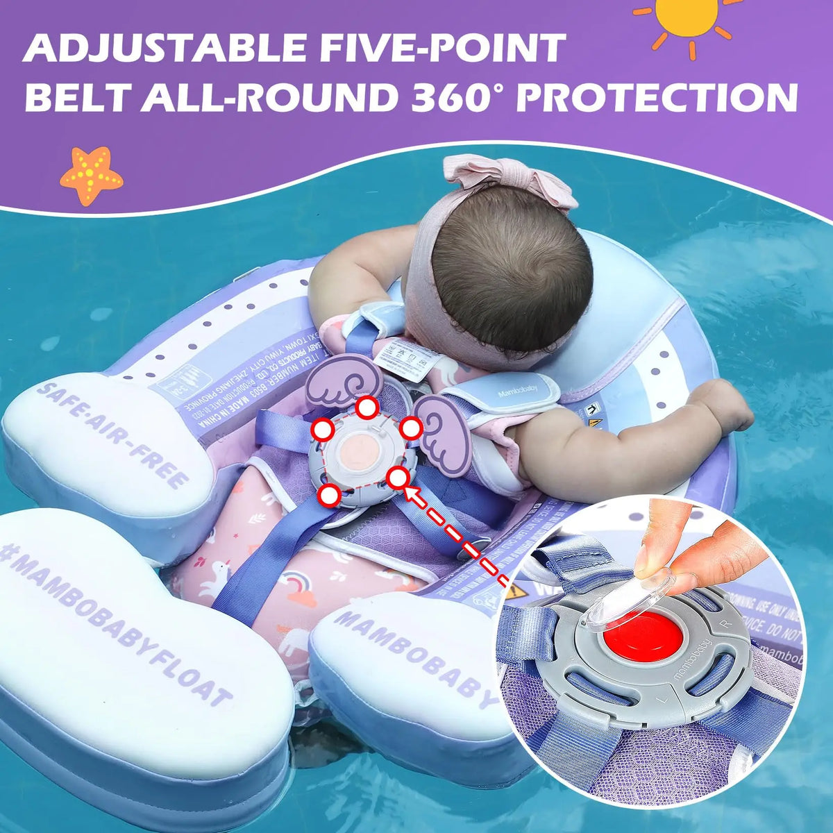 Mambobaby Safe Air-Free Core Chest Float Sunshade Canopy Baby Toddler Inf