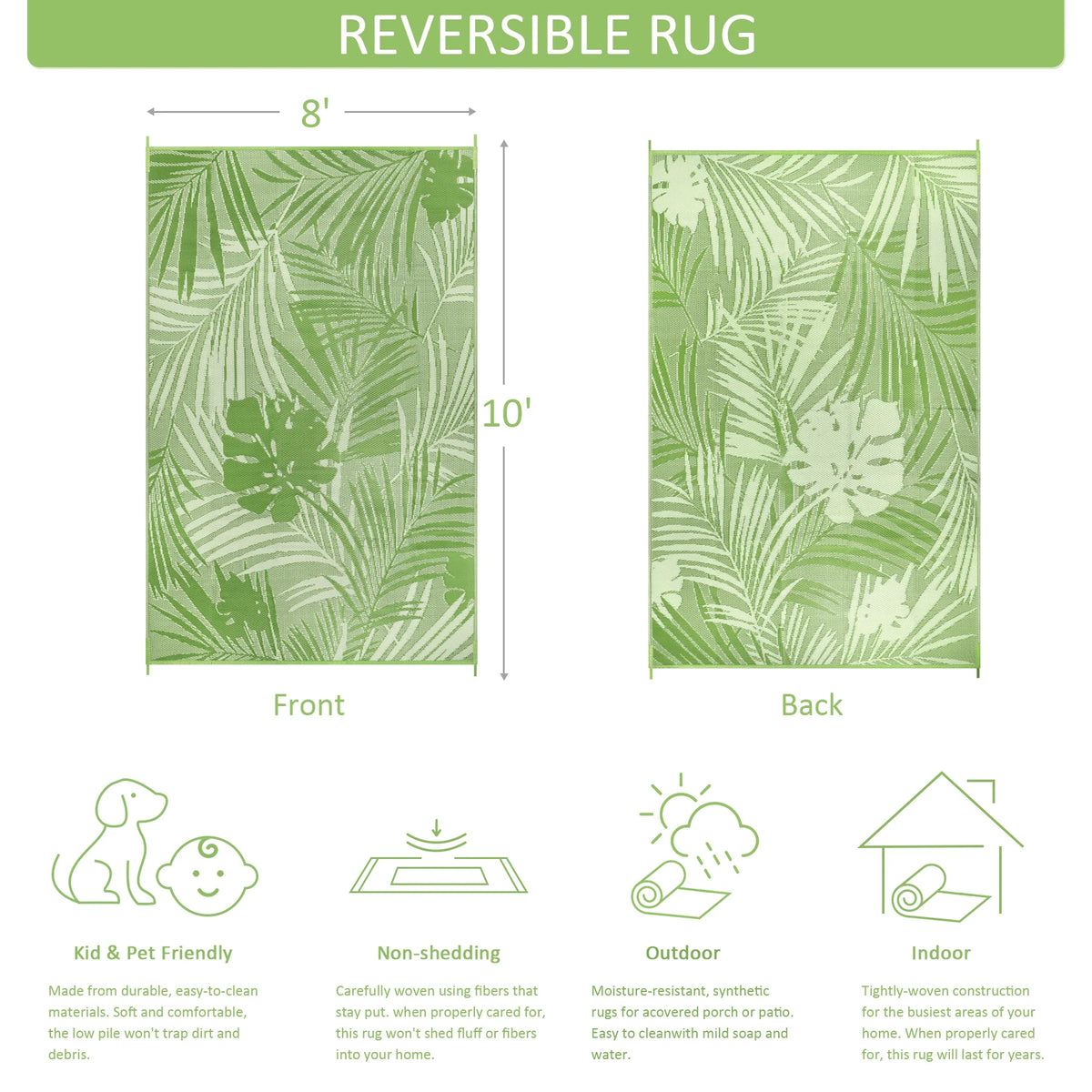 Waterproof Recycled Plastic Straw Outdoor Indoor Area Rug